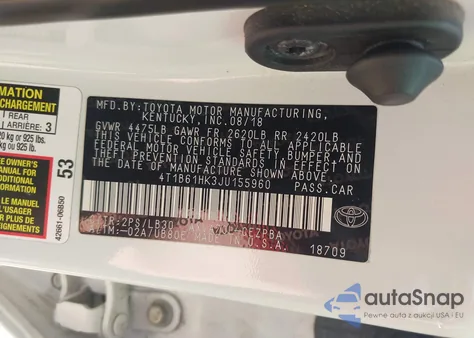 2018 Toyota Camry Xse from USA, damaged, VIN 4T1B61HK3JU155960